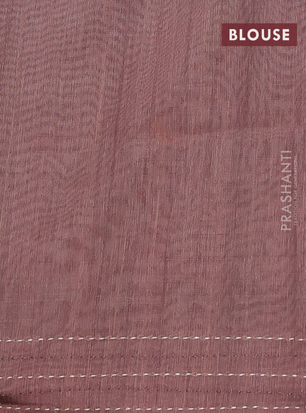 Semi tussar saree brown and coffee brown with allover zig zag prints and katha stitch work pallu & border