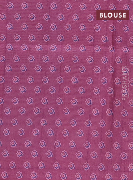 Semi tussar saree wine shade with allover ajrakh prints and katha stitch work pallu & border