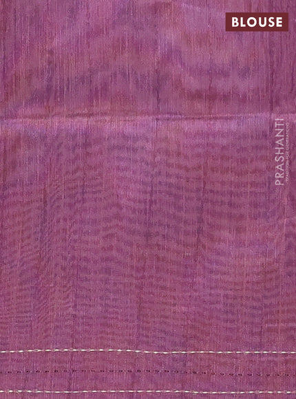 Semi tussar saree mauve pink and wine shade with allover zig zag prints and katha stitch work pallu & border