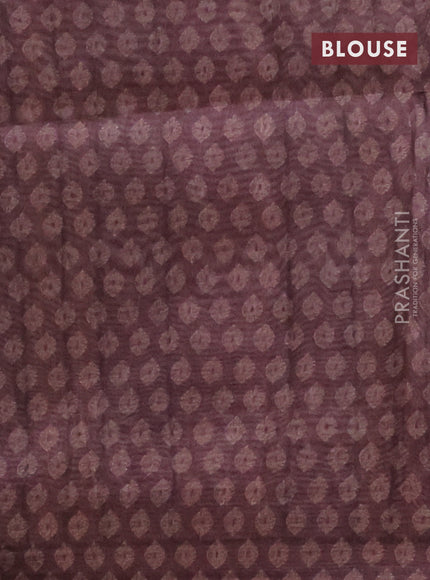 Semi tussar saree coffee brown and rust shade with allover prints and kantha stitch work border