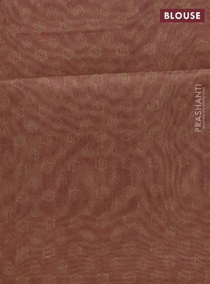 Semi tussar saree black and brown with allover ajrakh prints and katha stitch work pallu & border