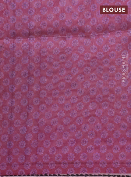 Semi tussar saree wine shade with allover ajrakh prints and katha stitch work pallu & border