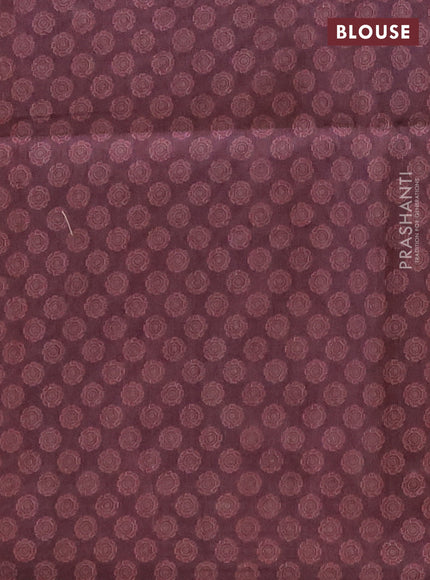 Semi tussar saree coffee brown with allover ajrakh prints and katha stitch work pallu & border