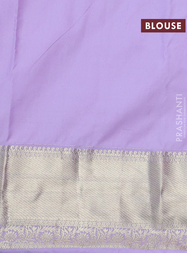 Bangalori silk saree mustard yellow and lavender with zari woven buttas and zari woven border