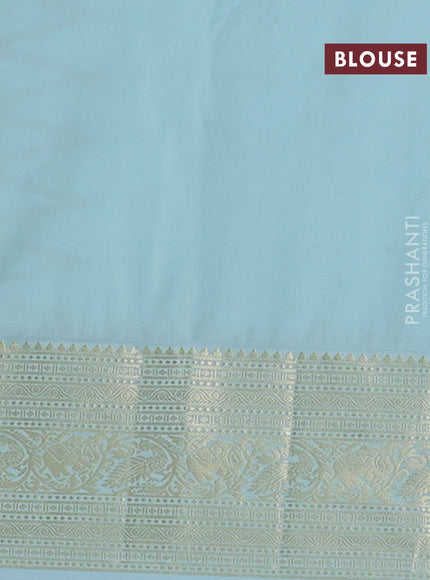 Bangalori silk saree purple and teal blue with zari woven buttas and zari woven border