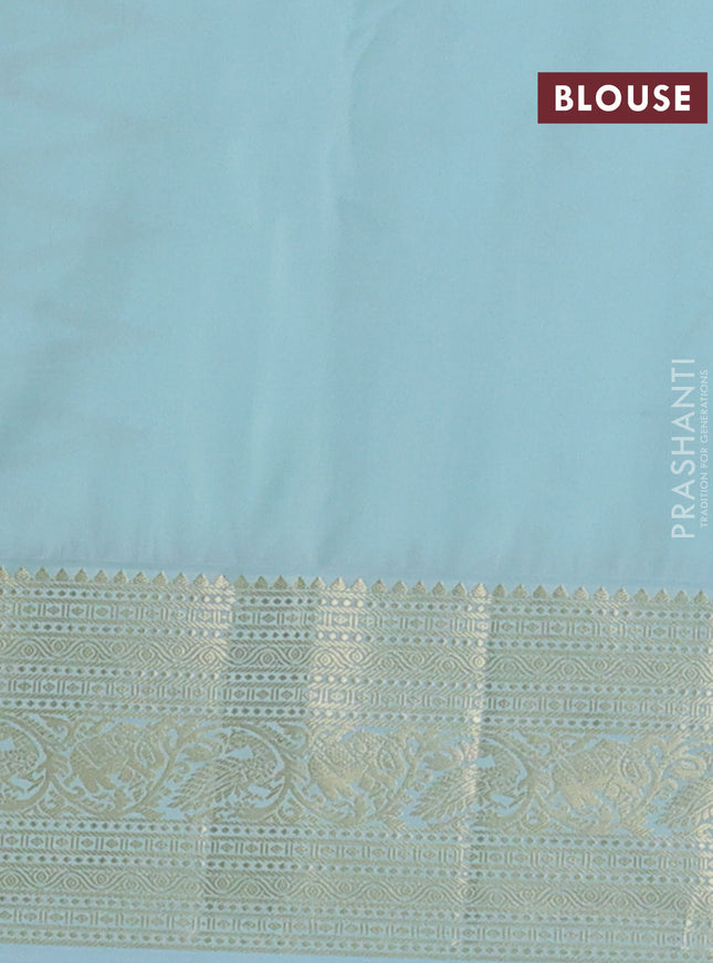 Bangalori silk saree purple and teal blue with zari woven buttas and zari woven border