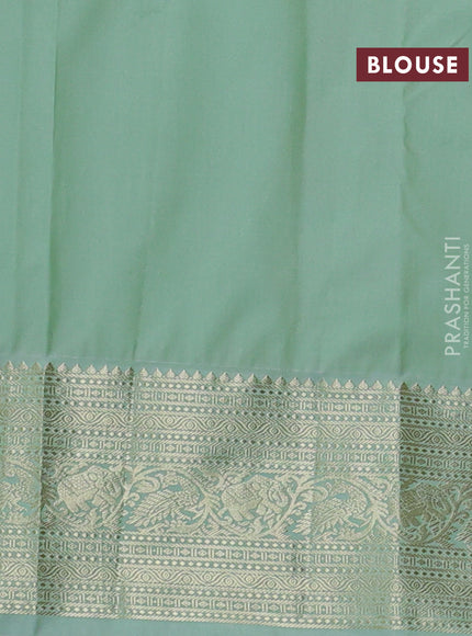 Bangalori silk saree dark pink and pastel green with zari woven buttas and zari woven border