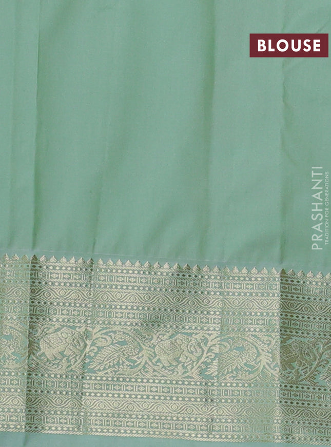 Bangalori silk saree dark pink and pastel green with zari woven buttas and zari woven border