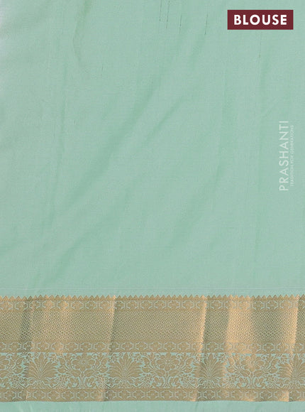 Bangalori silk saree dark magenta pink and pastel green with zari woven buttas and zari woven border