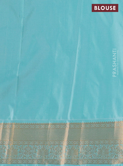 Bangalori silk saree dual shade of pinkish orange and teal green with zari woven buttas and zari woven border