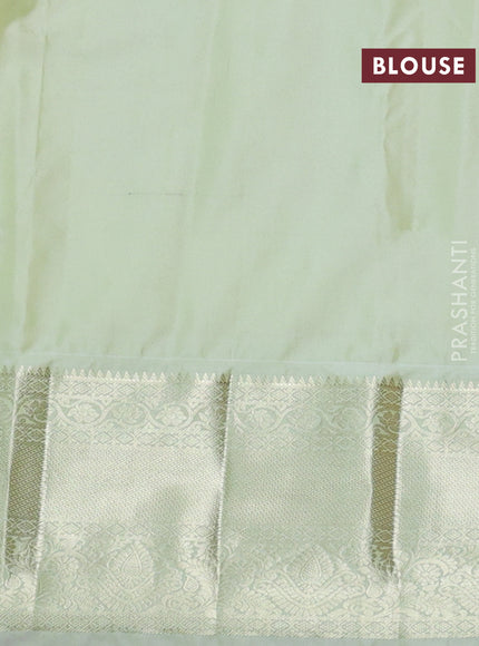 Bangalori silk saree pink and pista green with zari woven buttas and zari woven border