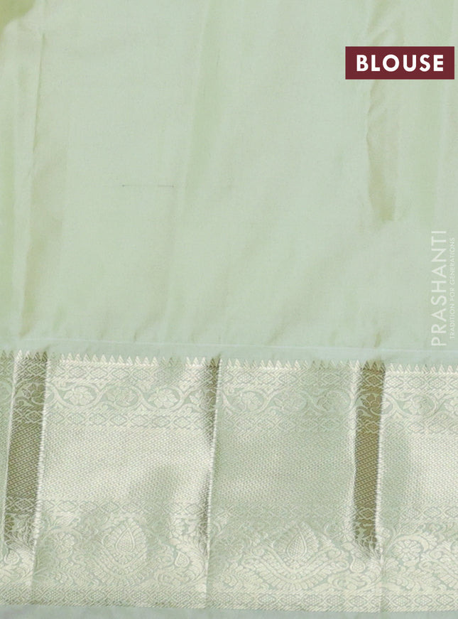 Bangalori silk saree pink and pista green with zari woven buttas and zari woven border