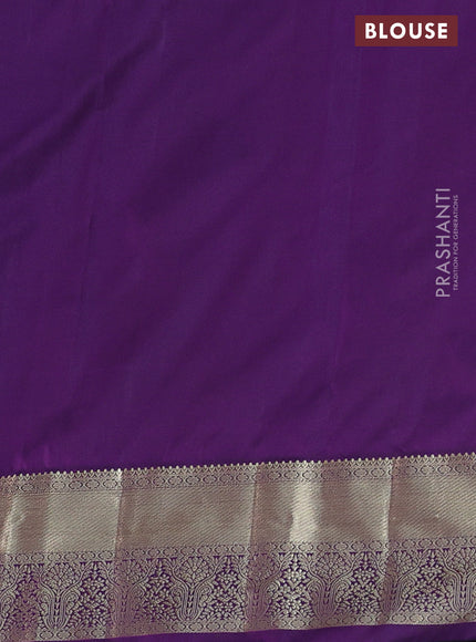 Bangalori silk saree green and violet with allover zari weaves & buttas and zari woven border