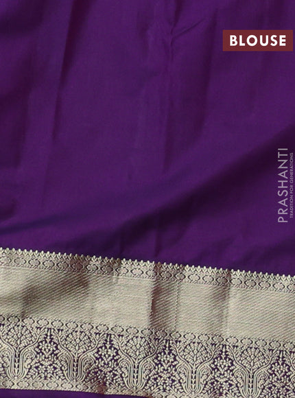 Bangalori silk saree orange and violet with allover zari weaves & buttas and zari woven border