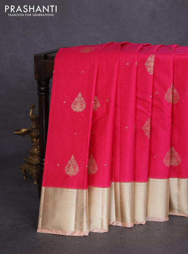 Bangalori silk saree pink and peach shade with zari woven buttas and zari woven border