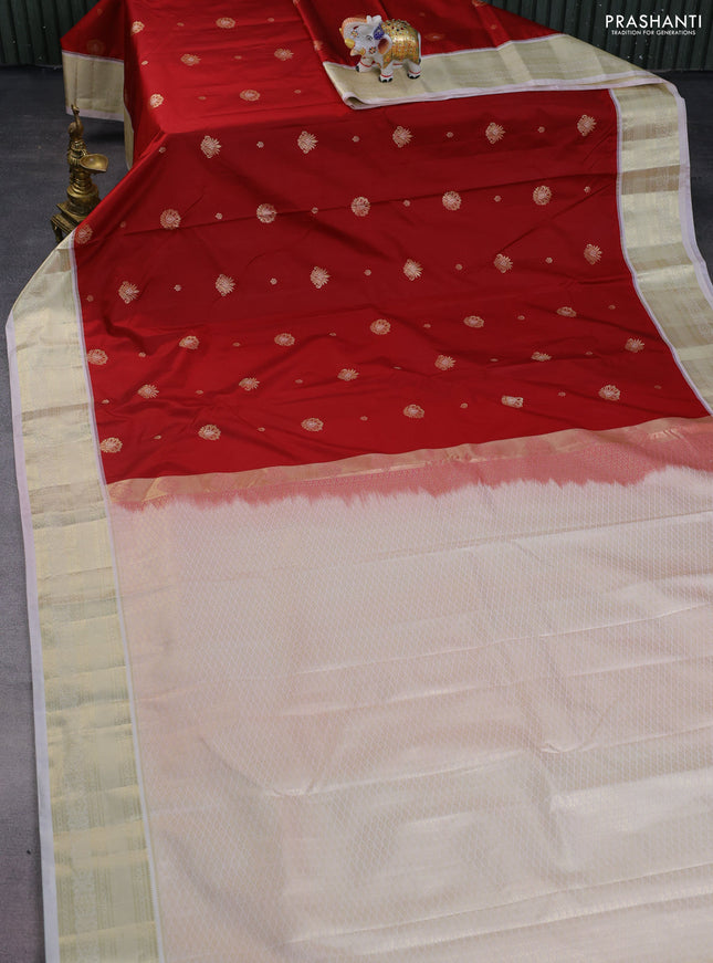Bangalori silk saree maroon and pastel peach with zari woven buttas and zari woven border