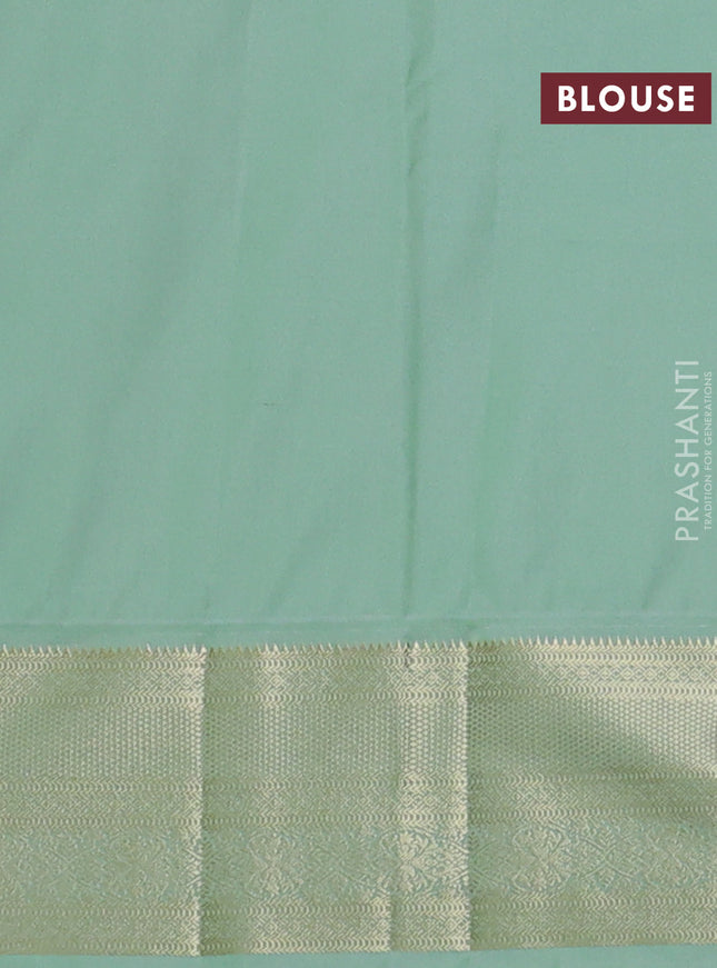 Bangalori silk saree bottle green and pastel green with zari woven buttas and zari woven border
