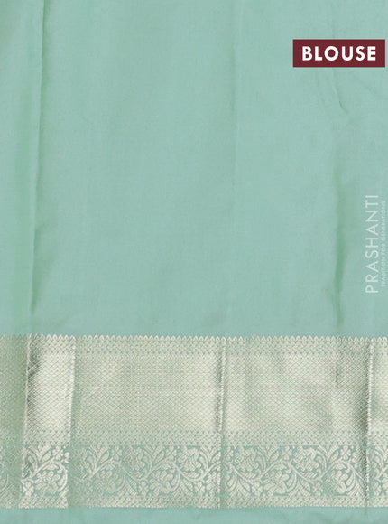 Bangalori silk saree purple and pista green with zari woven buttas and zari woven border