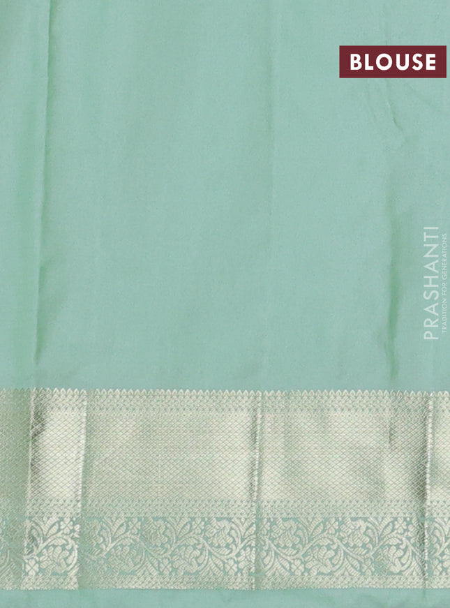 Bangalori silk saree purple and pista green with zari woven buttas and zari woven border