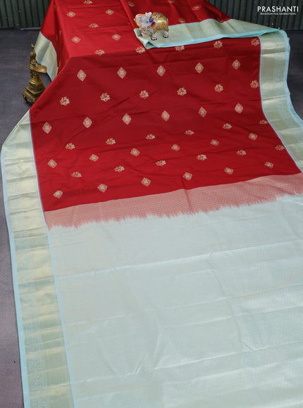 Bangalori silk saree maroon and teal shade with zari woven buttas and zari woven border