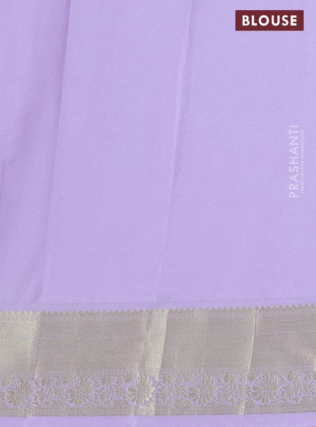 Bangalori silk saree peacock green and lavender with allover zari weaves and zari woven border