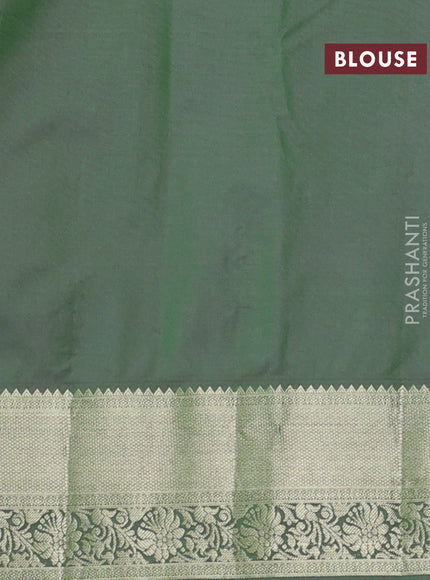 Bangalori silk saree dual shade of bluish green with allover zari weaves and zari woven border