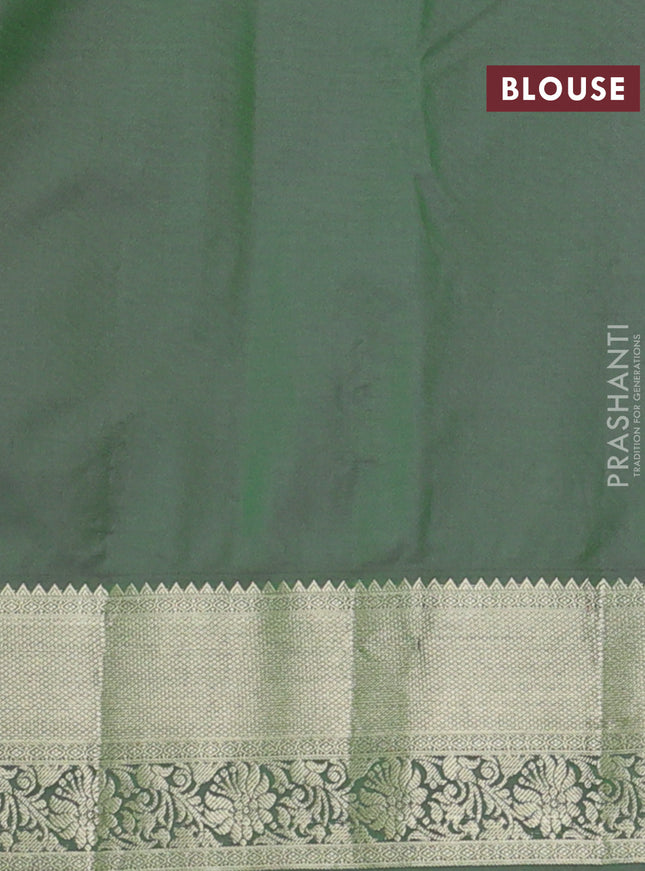 Bangalori silk saree dual shade of bluish green with allover zari weaves and zari woven border