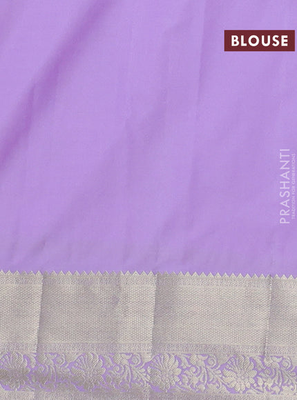 Bangalori silk saree dark green and lavender with allover zari weaves and zari woven border