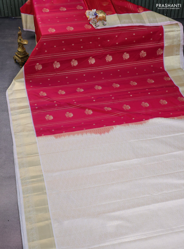 Bangalori silk saree magenta pink and pastel shade with allover zari weaves & buttas and zari woven border