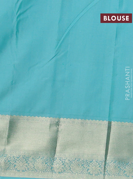 Bangalori silk saree pink and teal shade with allover zari weaves & buttas and zari woven border