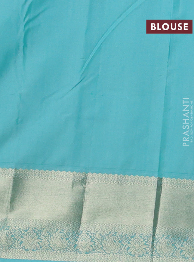 Bangalori silk saree pink and teal shade with allover zari weaves & buttas and zari woven border