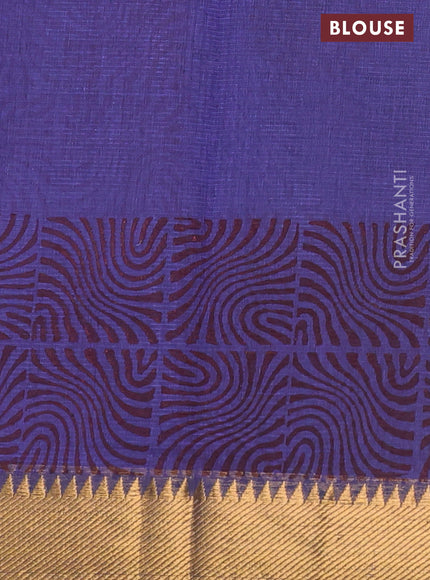 Mangalgiri cotton block printed saree violet with allover butta prints and zari woven border