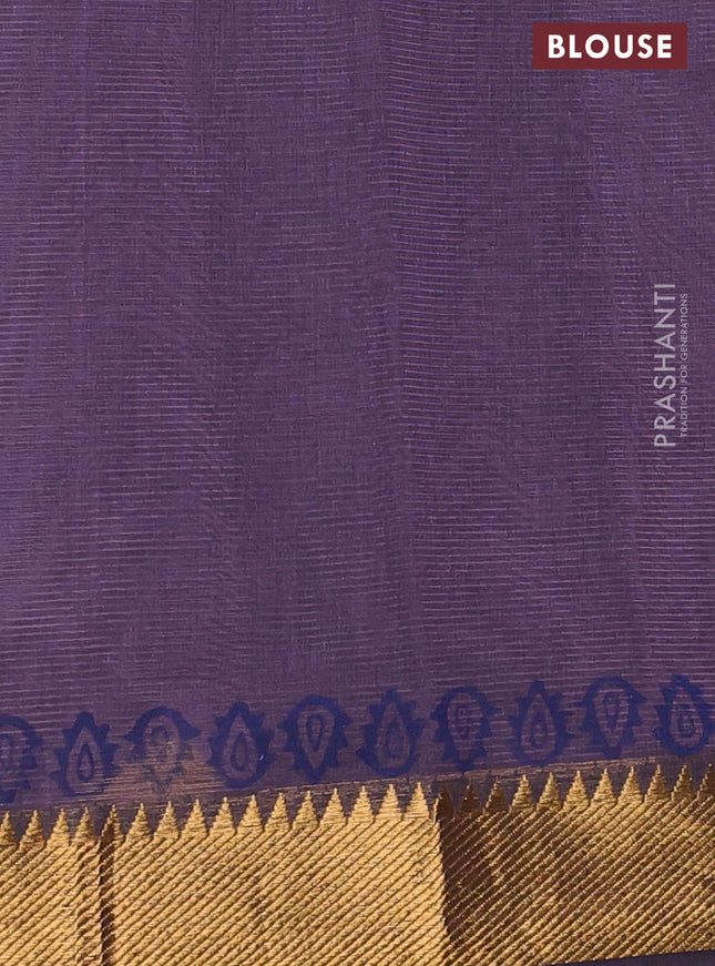 Mangalgiri cotton block printed saree wine shade with butta prints and zari woven border