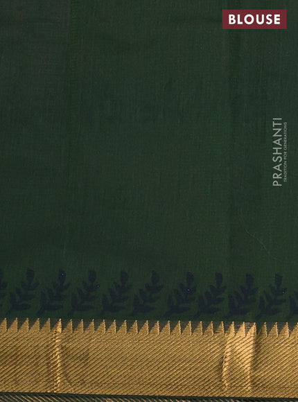 Mangalgiri cotton block printed saree sap green with allover butta prints and zari woven border