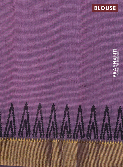 Mangalgiri cotton block printed saree pastel purple with butta prints and zari woven border