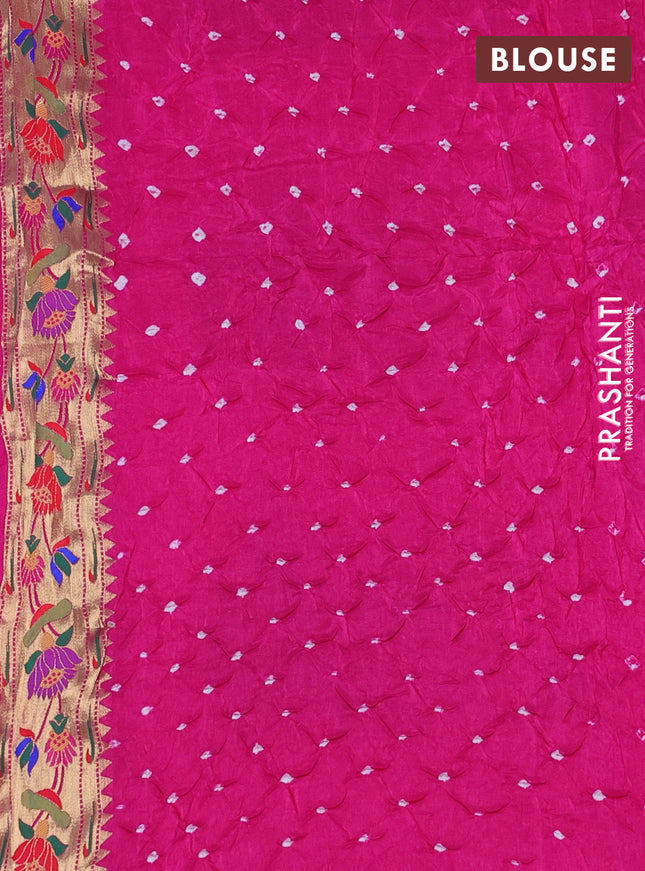 Dola silk bandhini saree pink with allover bandhini prints and muniya butta border & Paithani pallu