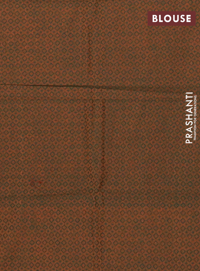 Chettinad cotton saree maroon and dark mustard with plain body and rettapet zari woven border