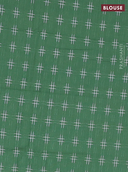 Chettinad cotton saree maroon and sap green with plain body and zari woven border