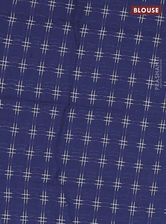 Chettinad cotton saree greyish blue and navy blue with thread woven buttas and long thread & zari woven border