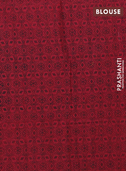 Chettinad cotton saree light green and maroon with thread woven buttas and long zari woven border