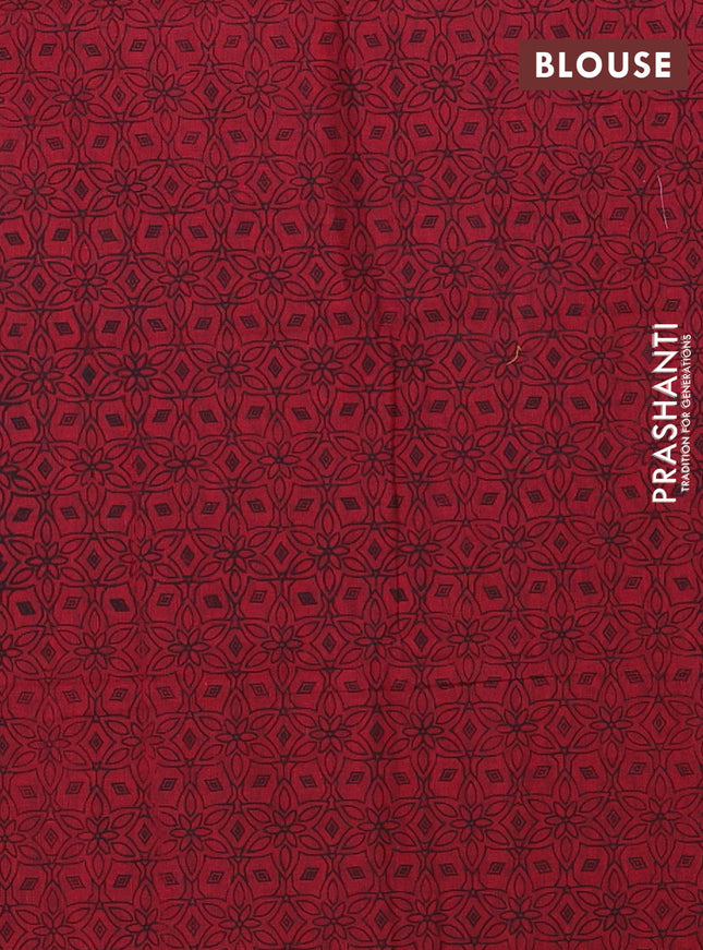 Chettinad cotton saree light green and maroon with thread woven buttas and long zari woven border