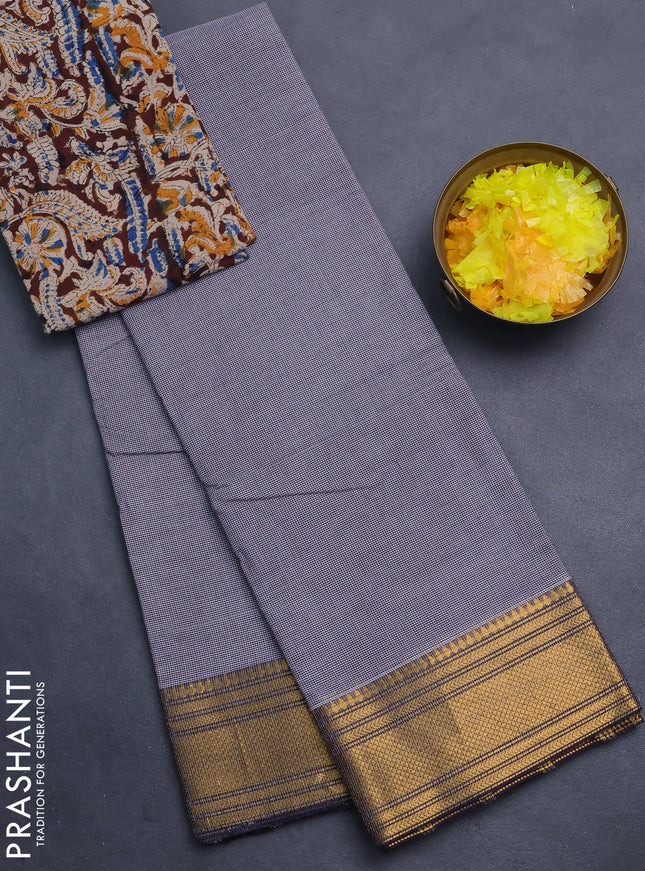 Chettinad cotton saree off white and wine shade with allover small checked pattern and zari woven border