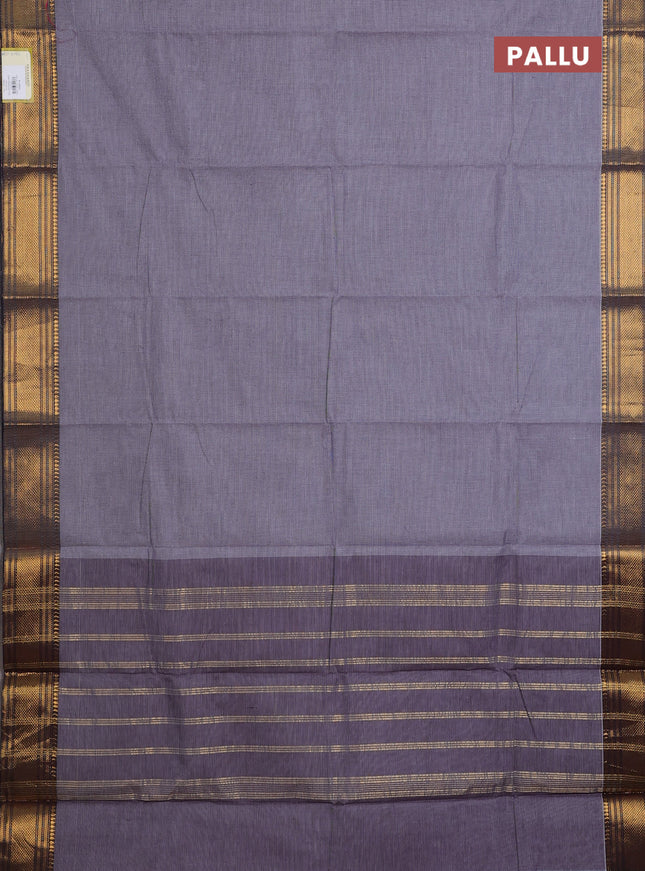 Chettinad cotton saree off white and wine shade with allover small checked pattern and zari woven border