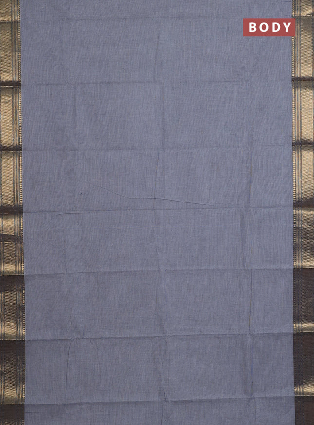 Chettinad cotton saree off white and dark blue with allover small checked pattern and zari woven border