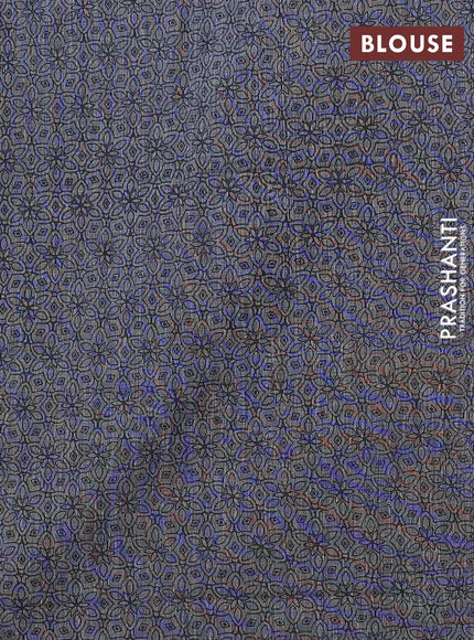 Chettinad cotton saree off white and dark blue with allover small checked pattern and zari woven border