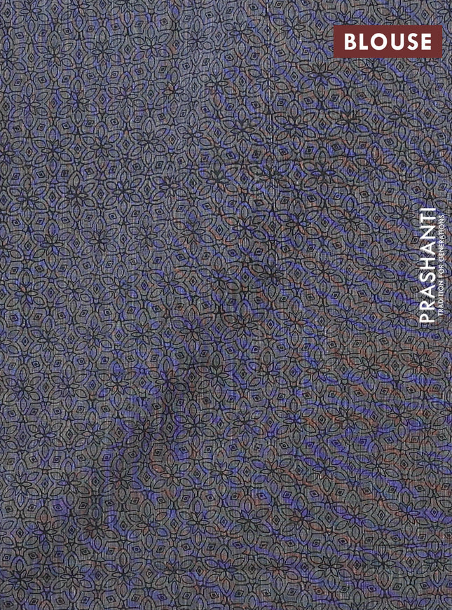 Chettinad cotton saree off white and dark blue with allover small checked pattern and zari woven border