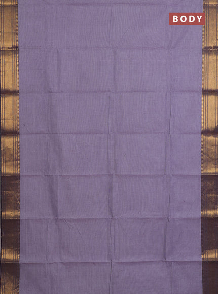 Chettinad cotton saree off white and purple with allover small checked pattern and zari woven border