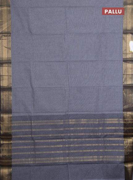 Chettinad cotton saree off white and black with allover small checked pattern and zari woven border
