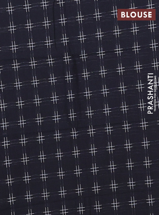 Chettinad cotton saree off white and black with allover small checked pattern and zari woven border