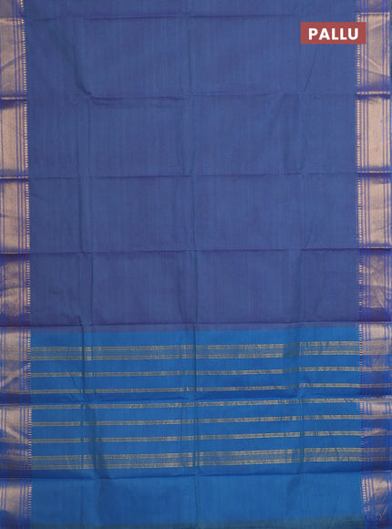Chettinad cotton saree blue and cs blue with allover small checked pattern and zari woven border